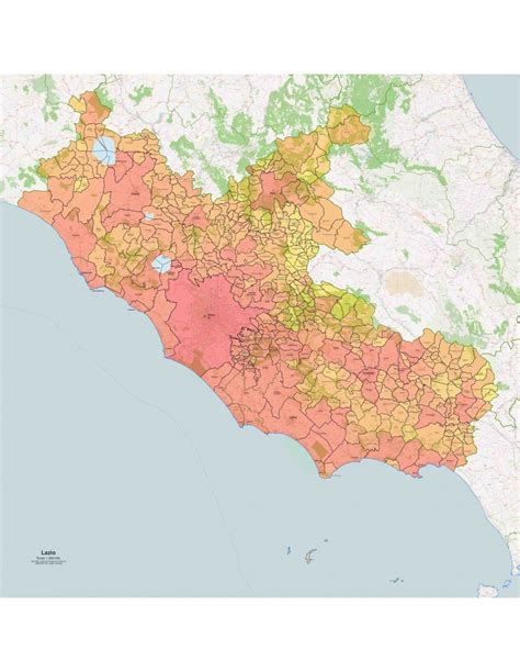 Mappa del Lazio con evidenziati i luoghi dei focolai di COVID-19