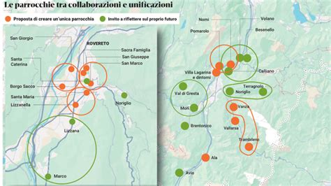 Mappa delle parrocchie di una diocesi con percorsi di visita