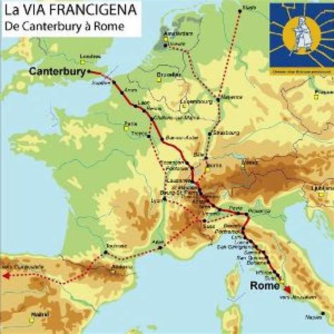 Cartina del percorso della Via Francigena
