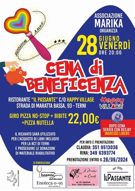 Locandina o foto della cena benefica dell'associazione Amici di Padre Pianzola