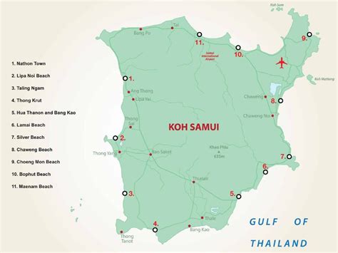 Mappa di Koh Samui con i punti di interesse culturali