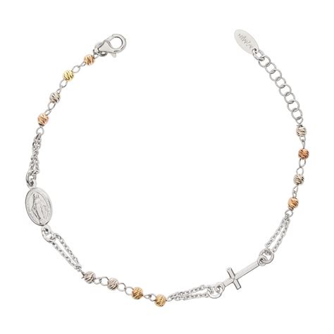 Foto di bracciali rosario Amen in diverse finiture: argento rodiato, dorato e rosè
