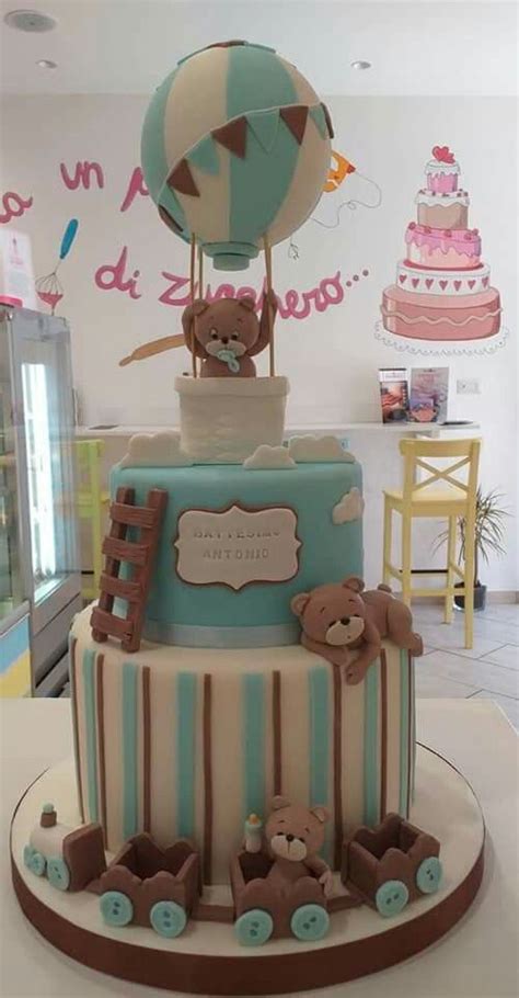 torta battesimo bimbo con orsetti e palloni
