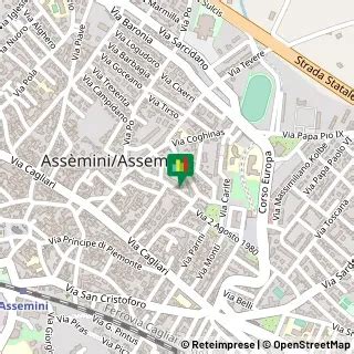 Mappa di Assemini con la posizione delle scuole dell'infanzia