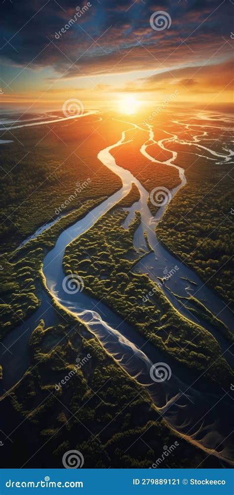 illustrazione di un fiume biblico che scorre attraverso paesaggi fertili