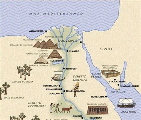 Mappa dell'Antico Egitto con i principali centri religiosi e templi