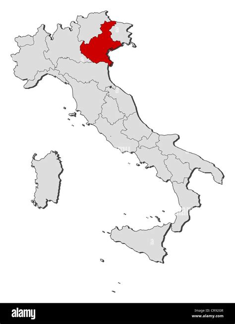 mappa storica della regione del Veneto con evidenziata l'area di San Biagio di Callalta