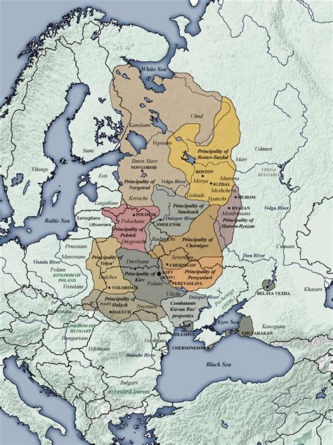 Mappa della Rus' di Kyiv al tempo del Battesimo