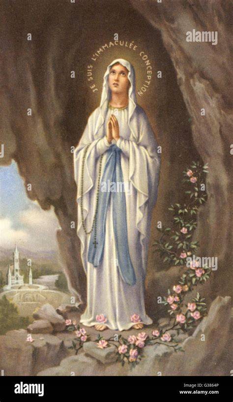Rappresentazione artistica di Santa Bernadette e la Vergine Maria alla Grotta di Massabielle