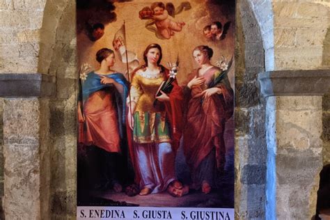 Dipinto raffigurante le Sante Giusta, Giustina ed Enedina con i loro attributi