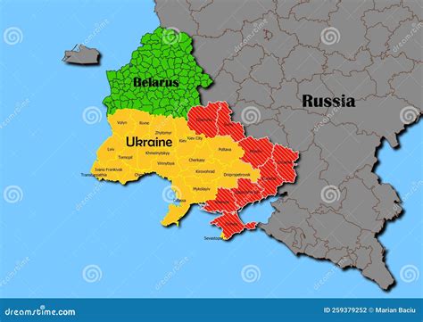 Mappa della regione di Sumy e del confine con la Russia