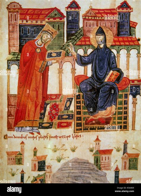 Miniatura medievale raffigurante San Benedetto