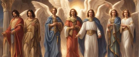 Rappresentazione iconografica dei 7 arcangeli della tradizione cristiana con i loro simboli distintivi.