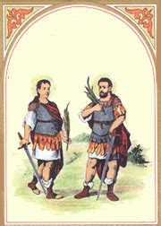 Illustrazione storica o iconografica raffigurante un soldato della Legione Tebea