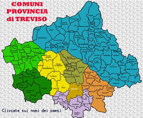 mappa della provincia di Treviso con evidenziato Vittorio Veneto