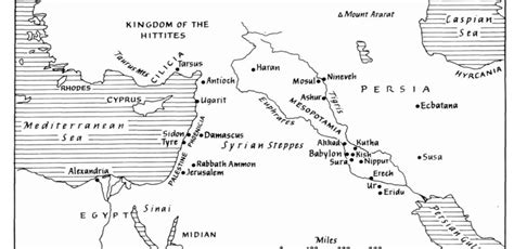 Mappa schematica del Medio Oriente antico con i luoghi chiave menzionati nei Vangeli e negli Atti degli Apostoli
