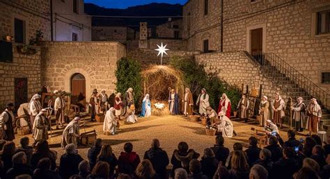 Scena di un presepe vivente in un borgo calabrese