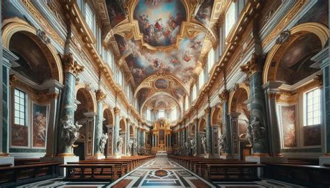 Interno barocco del Santuario di Recco con lesene e bassorilievi