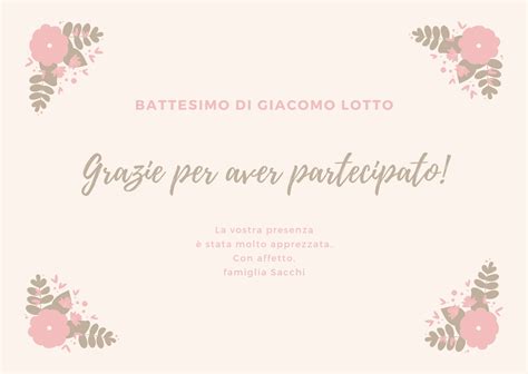 Biglietto di ringraziamento per il battesimo con un'immagine di un bambino