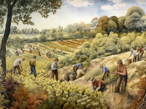 Icona o illustrazione di Sant'Isidoro l'Agricoltore al lavoro nei campi