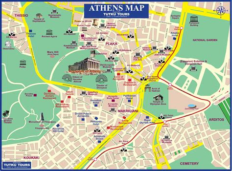 Mappa del percorso da Atene a Eleusi, con indicazioni dei luoghi rituali.