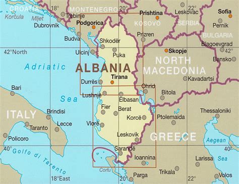 Mappa storica dell'Albania settentrionale con evidenza dell'area di Scutari