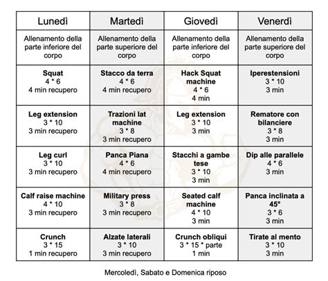 Schema illustrativo della routine giornaliera e degli orari dei pasti in struttura
