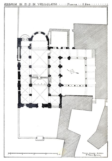 Pianta architettonica e schema dell'Abbazia di Vezzolano