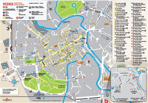 Mappa del centro storico di Vicenza con evidenziata Via Basilio della Scola