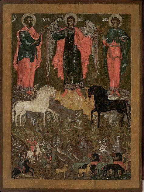 Schema iconografico dell'Arcangelo Michele con i due cavalli e i martiri Floro e Lauro