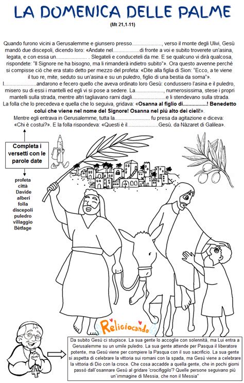 Libro aperto con Vangelo a fumetti sulla Domenica delle Palme