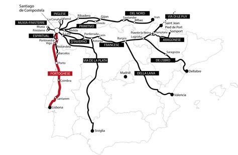 Mappa del percorso autobus tra Santiago de Compostela e Ferrol