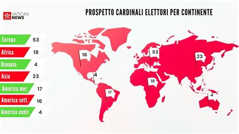 Infografica sulla provenienza geografica dei cardinali elettori