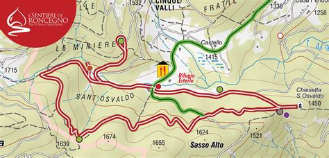 Mappa del sentiero e schema altimetrico dell'escursione verso l'Eremo