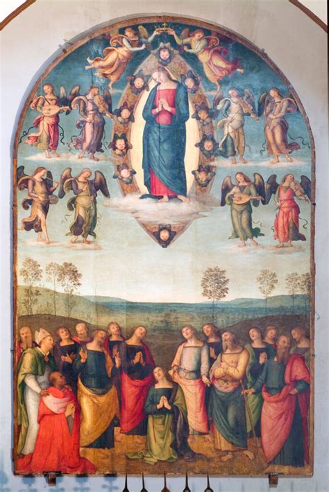 Affresco o miniatura medievale raffigurante l'Assunzione di Maria con la presenza di San Michele Arcangelo che guida l'anima della Vergine