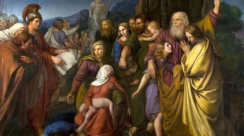 Illustrazione biblica dei sette fratelli Maccabei e della loro madre che affrontano la tortura