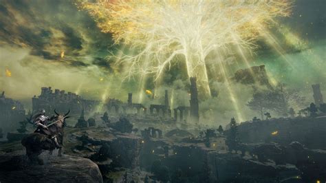 Illustrazione epica del mondo di Elden Ring con l'Albero Madre sullo sfondo