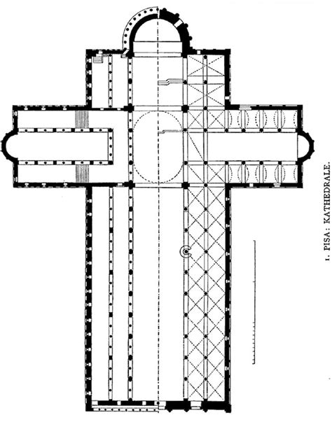 Schema architettonico della pianta a croce latina del Santuario
