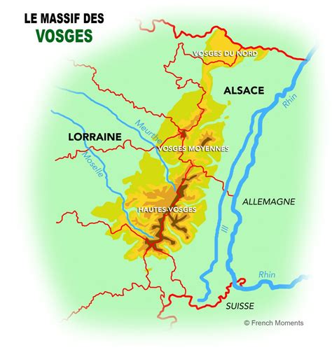 Mappa storica della regione dei Vosgi con l'indicazione dell'abbazia di Luxeuil