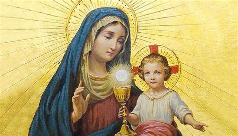 Iconografia raffigurante la Vergine Maria e l'Eucaristia, con elementi simbolici