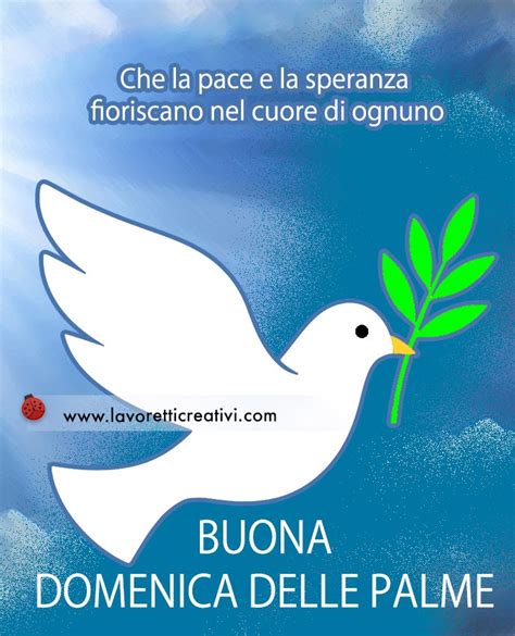 Infografica con simboli della Domenica delle Palme: ulivo, fiori variopinti e messaggi di pace