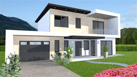 Rendering o planimetria di una villetta moderna