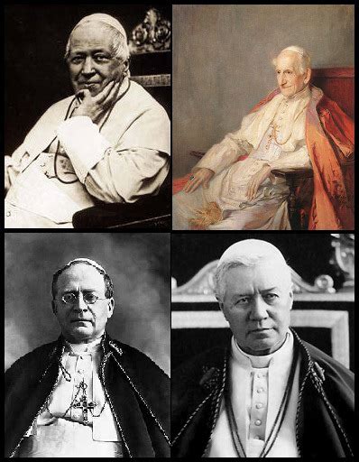 immagini dei Papi Pio IX, Pio X, Pio XI e Paolo VI