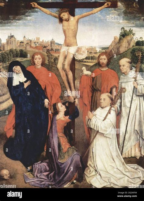 Hans Memling, La Crocifissione, con enfasi sulla compostezza della scena e il paesaggio