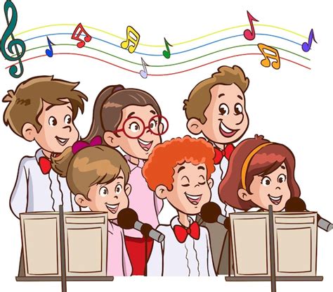 foto di bambini che cantano in un coro con insegnante