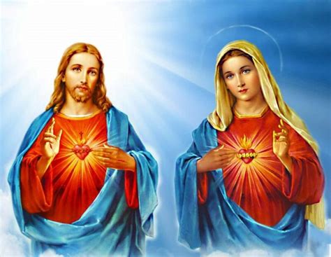 rappresentazione del Sacro Cuore di Gesù e del Cuore Immacolato di Maria