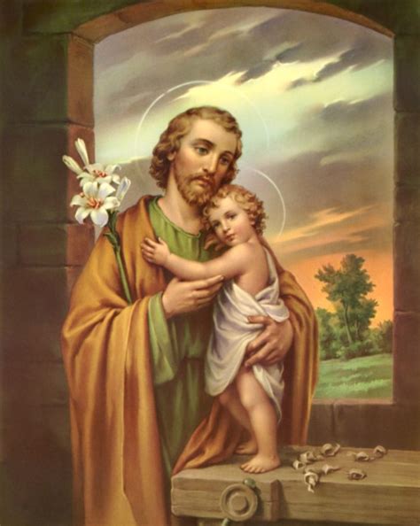 Immagine di San Giuseppe, padre putativo di Gesù, con un giglio come simbolo di purezza