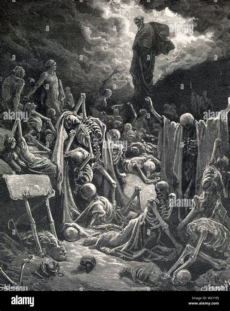illustrazione della visione delle ossa inaridite di Ezechiele
