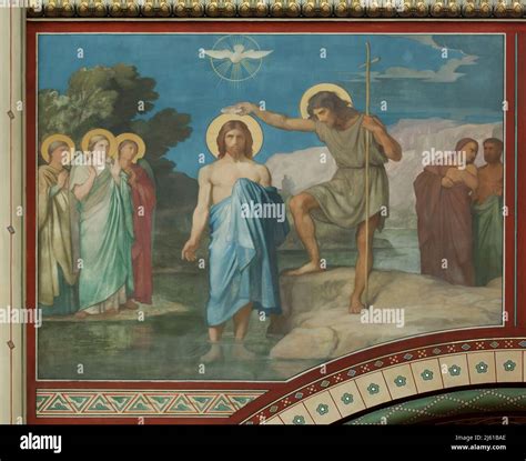 pittura raffigurante il Battesimo di Gesù nel fiume Giordano