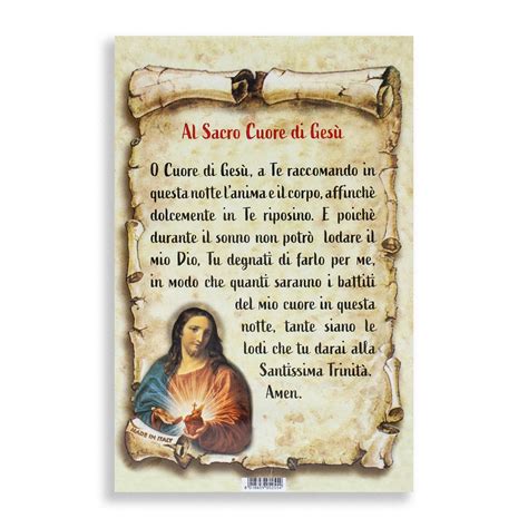 Pagellina devozionale del Sacro Cuore con spazio per nomi o intenzioni di preghiera